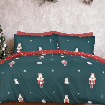 Luxury Xmas Nutcracker Reversible Duvet Cover With Pillowcases