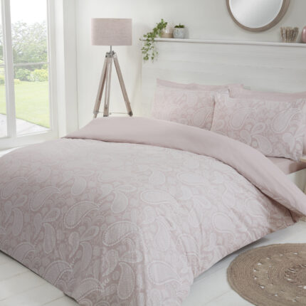 Paisley Paste Duvet Cover With Pillowcases - Blush Pink