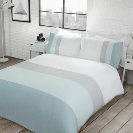 Colour Block Duvet Set - Duck Egg