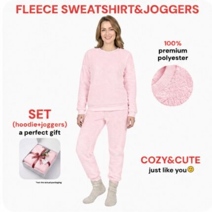 Ladies Teddy Fleece Women’s Pyjama Set- Blush