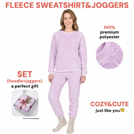 Ladies Teddy Fleece Women’s Pyjama Set- Lilac