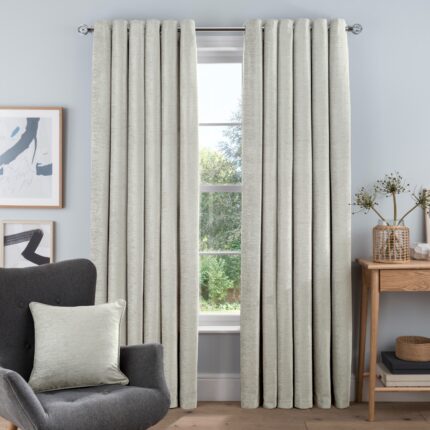 Chenille Eyelet Curtain – Cream
