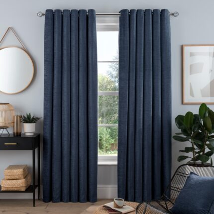 Chenille Eyelet Curtain – Navy