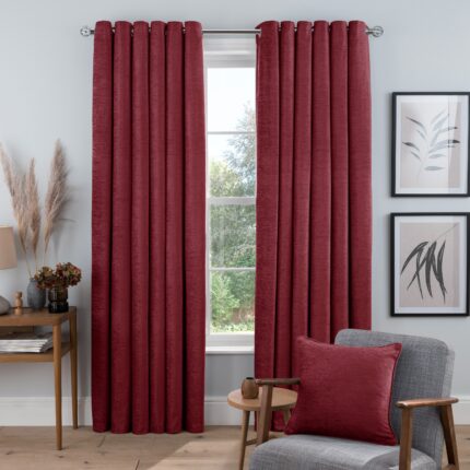 Chenille Eyelet Curtain – Red