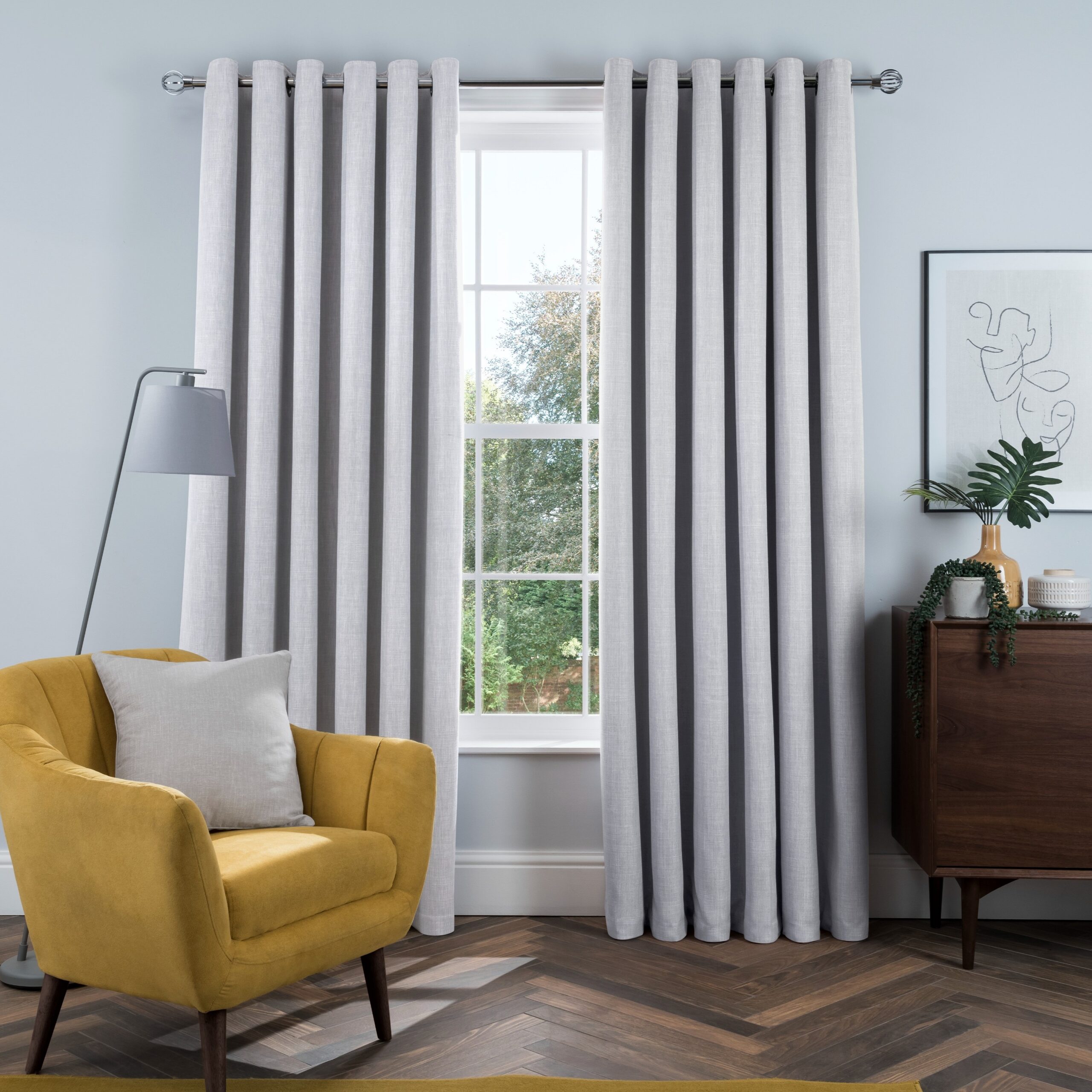 Silver_curtain_Main-sq Linen Look Blackout Eyelet Curtain - Silver
