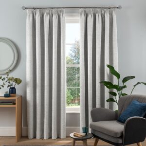 Textured Rib Weave Boutique Pencil Pleat Curtain - Grey