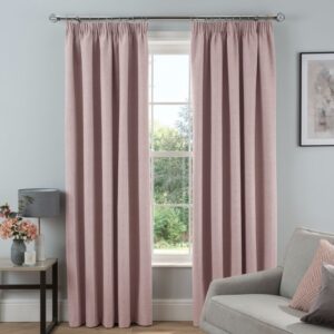 Textured Rib Weave Boutique Pencil Pleat Curtain - Blush