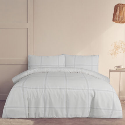 Linear Check Duvet Set – Natural