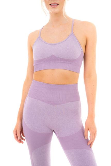 Ladies Marl With Rib Seamless Bra – Purple