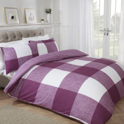 Gingham Check Duvet Set - Plum