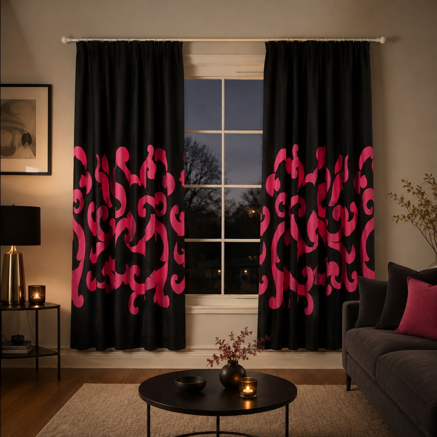 ECO Curtain - BlackFuschia 2
