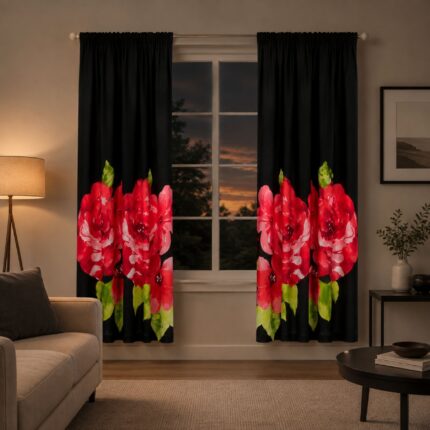 Grace Curtain – Black/Red – 66″x72″