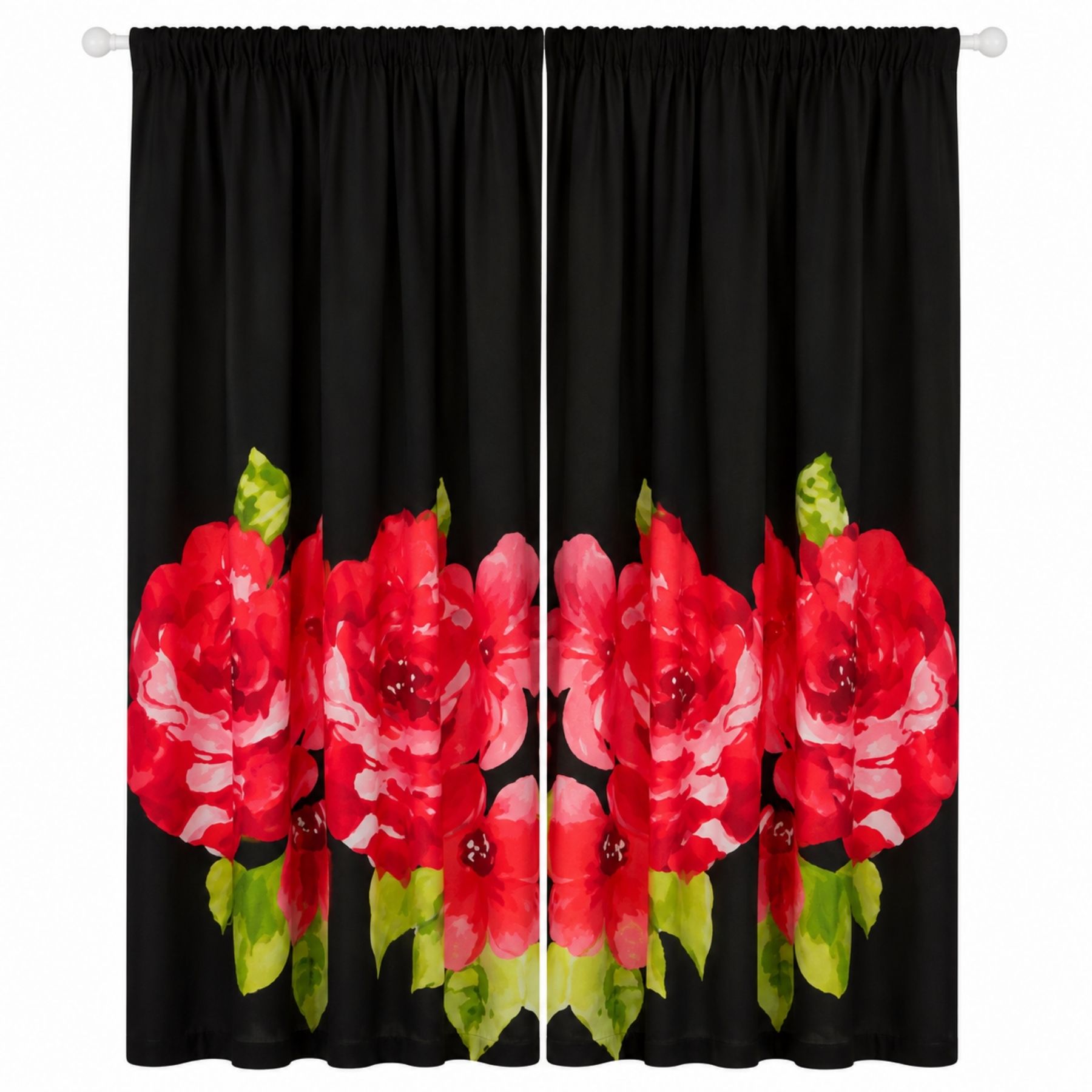 Grace Curtain - Black Red4