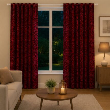Leopard Curtain – Red – 66″x72″