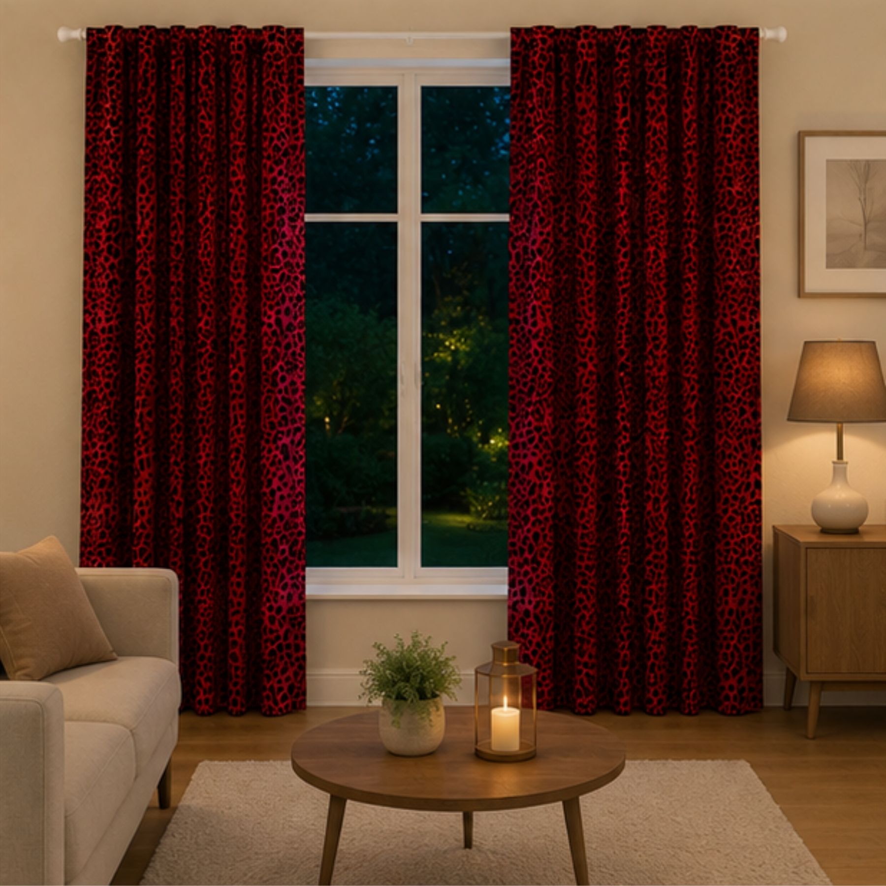 Leopard Curtain - Red Leopard Curtain - Red - 66"x72"