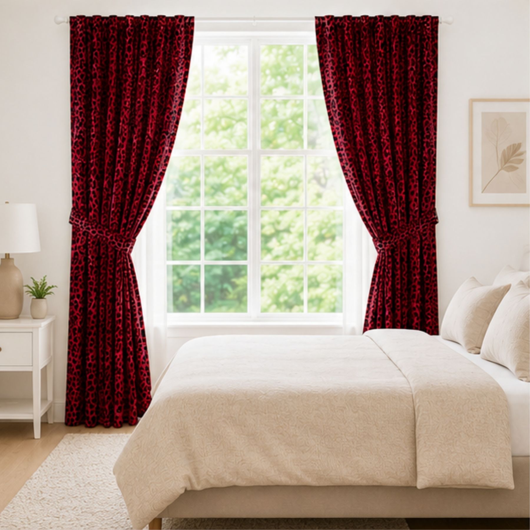 Leopard Curtain - Red2