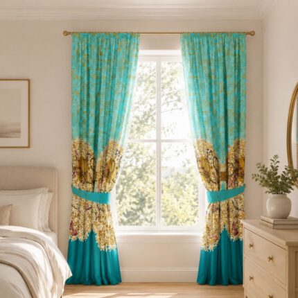 Oooh La La Curtain – Teal – 66″x72″