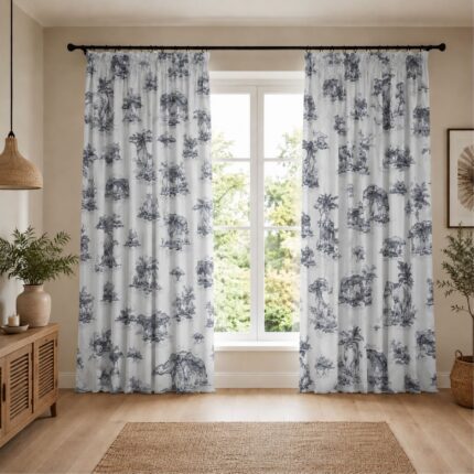 Safari Curtain – Grey – 66″x72″