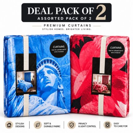 Assorted Curtains 2 Pairs Different Designs 66″ x 72″ Random Prints