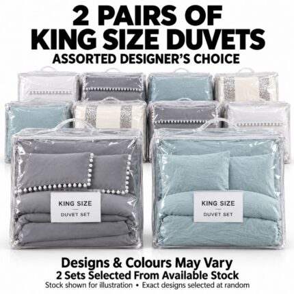 2 Pack King Size Assorted Premium Duvet Cover Sets – Designer’s Choice Bedding Bundle