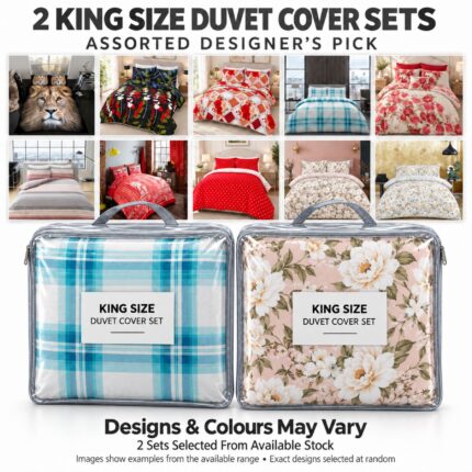 2 Pack Printed King Size Assorted Duvet Cover Sets – Designer’s Pick Bundle