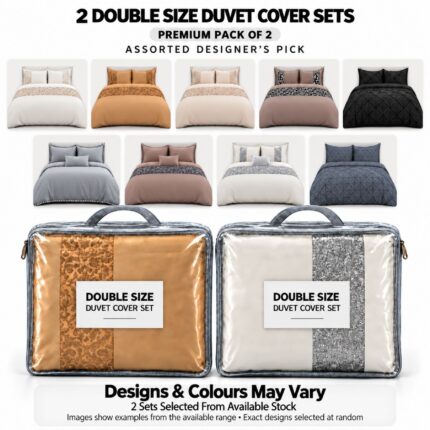 2 Pack Double Assorted Premium Duvet Cover Sets – Designer’s Pick Bundle