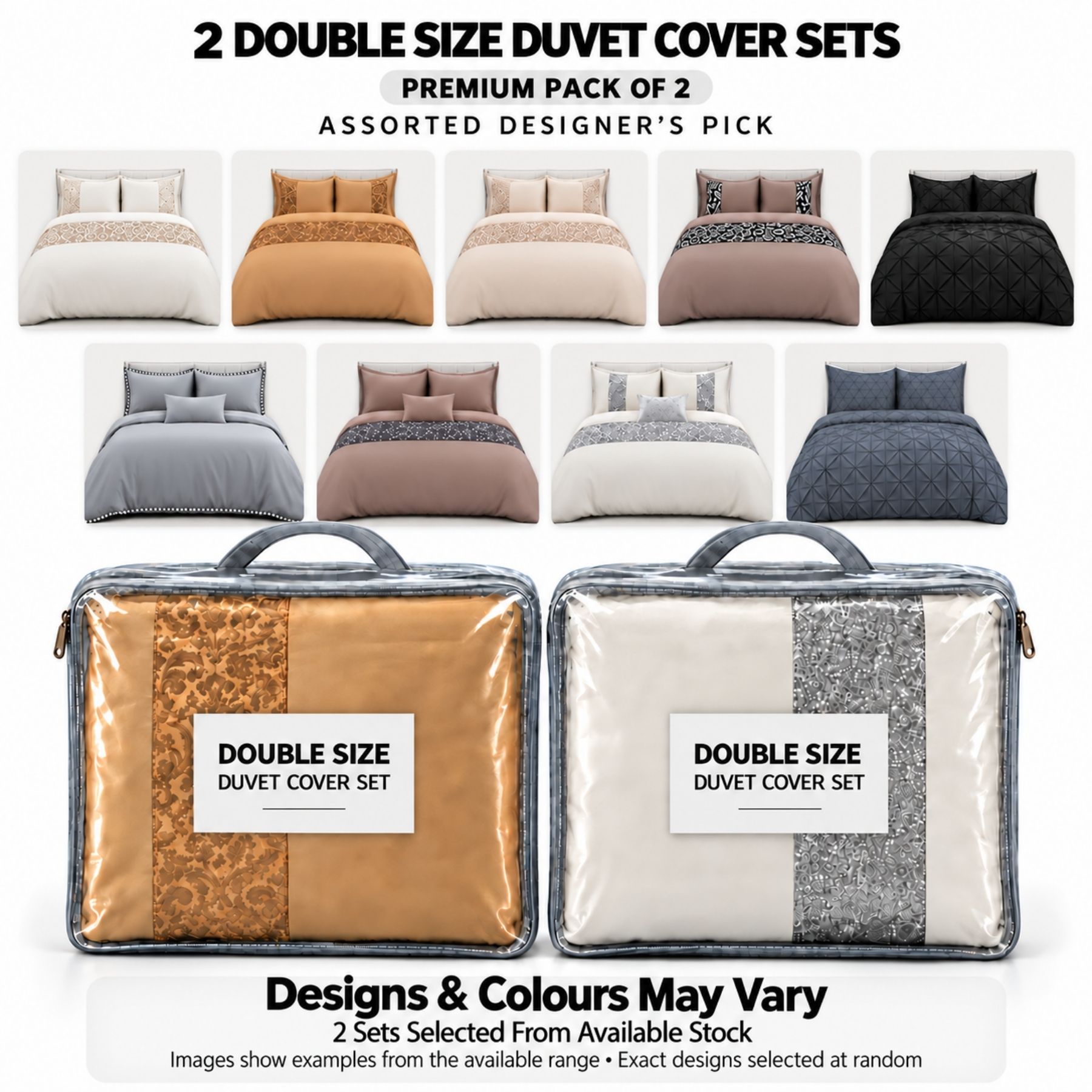 Assorted Double Premium 2 Pack Double Assorted Premium Duvet Cover Sets - Designer’s Pick Bundle