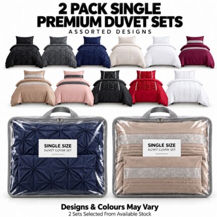 2 Pack Single Premium Duvet Sets – Assorted Designs