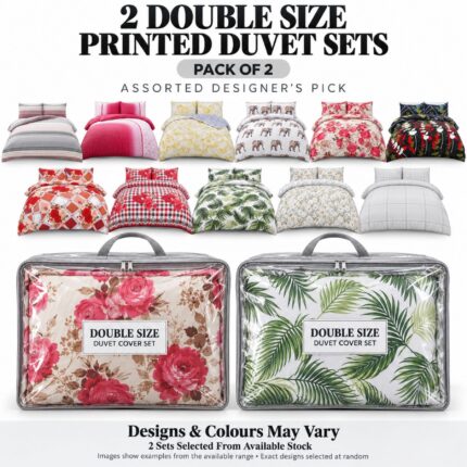 2 Pack Double Printed Duvet Cover Sets – Assorted Designer’s Pick