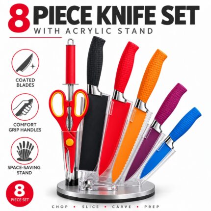 8Pc Acrylic Knife Set with Stand