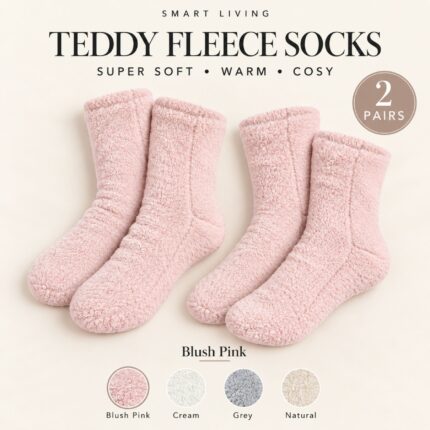 2 Pairs of Teddy Socks – Blush Pink