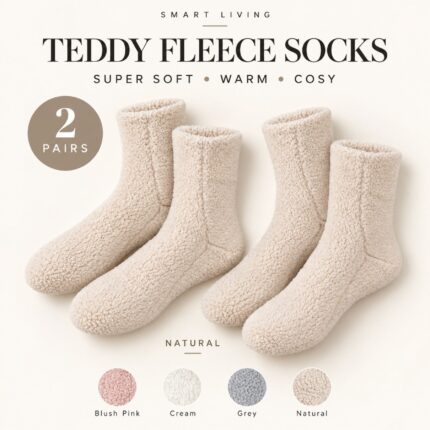 2 Pairs of Teddy Socks –  Natural