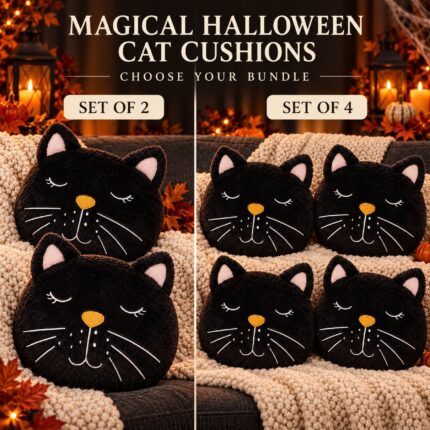 Halloween Magical Cat Fleece Cushions - Set of 2 or 4