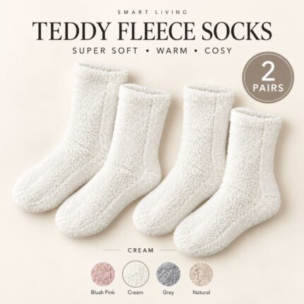 2 Pairs of Teddy Socks – Cream