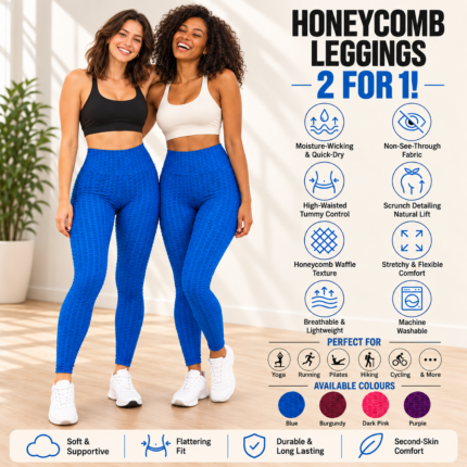 Ladies Honeycomb Twin Pack Leggings – Blue