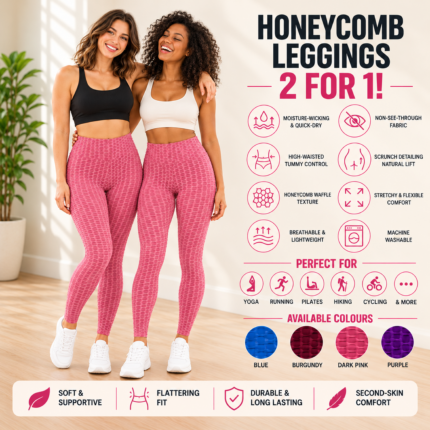 Ladies Honeycomb Twin Pack Leggings – Dark Pink